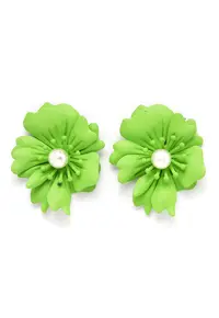 Cercei in forma de floare - Verde - Alb