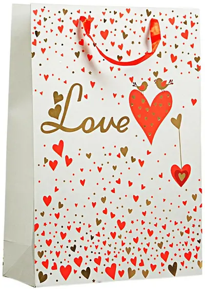 Pungă cadou Love - 31 х 44 х 12 cm, alb