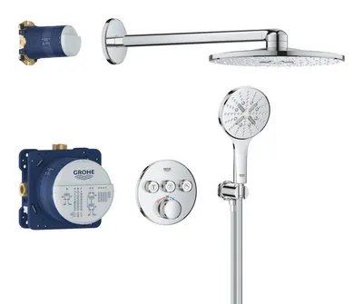 Sistem de dus Grohe SmartControl 34863000, 1/2 inch, incastrat, termostat, 310 mm, 2 functii, Crom