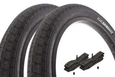 Set cauciucuri BMX KHE ACME 20 inch x 2,40 inch negru + cameră AV