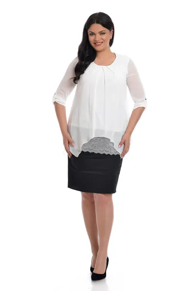 Bluza voal si dantela DV22BL37 alb, Dress to Impress | marimea 46