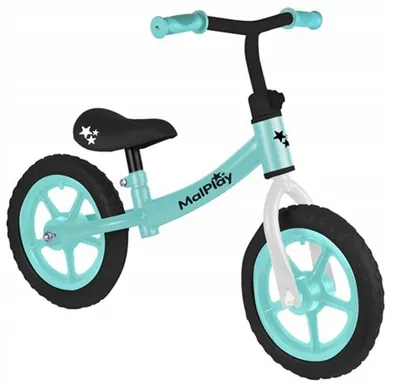 Bicicletă de echilibru MalPlay - Fliko, 12'', turcoaz-alb