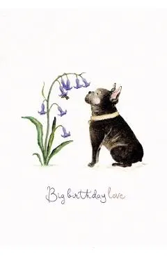 Felicitare: Frenchie. Big Birthday Love. Mai Colorat