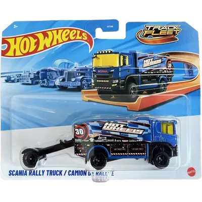 Set camion cu remorca, Hot Wheels, Track Fleet, Scania Rally Truck, JMK06