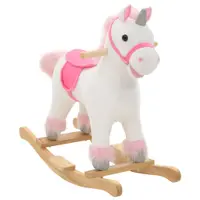 Gossi balansoar unicorn de plus, 65 x 32 x 58 cm, alb si roz