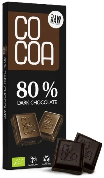 Ciocolată neagră crudă organică 80%, 40 g, Surovital