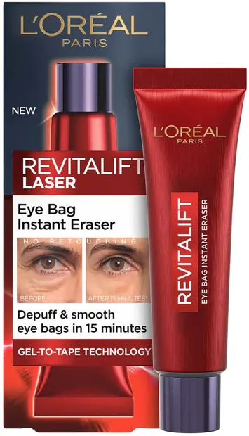 L'Oréal Revitalift Laser Gel de ochi cu ștergere instantanee a pungilor de sub ochi, 15 ml