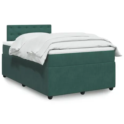 Gossi pat box spring cu saltea, verde inchis, 120x200 cm, catifea