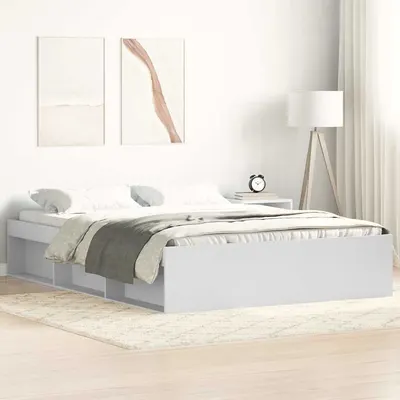vidaXL Cadru de pat, alb, 140x190 cm