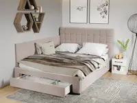 Pat Tapitat de colt Rivo cu somiera si sertar Bej - Swing 2 160x200