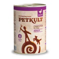 PETKULT Grain Free Adult, Rață, conservă hrană umedă fără cereale câini, 400g
