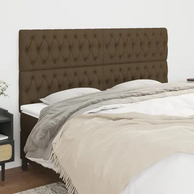 vidaXL Tăblie de pat maro închis 200x7x118/128 cm, material textil