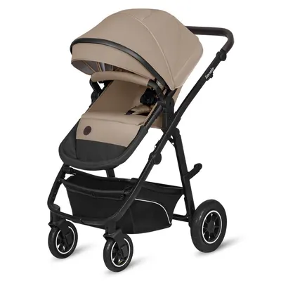 Carucior 3 in 1 Lionelo Bianka Bej, transformabil, cadru aluminiu, landou si salteluta moale, multiple accesorii, sustine 22 kg, 0 luni+, EN14662014+AC2015, EN1888