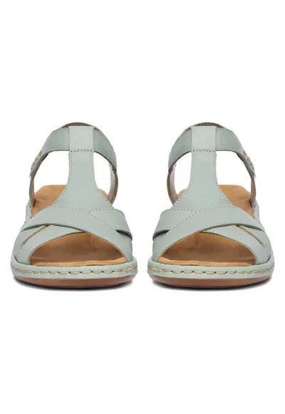 Sandale dama piele naturala - verde - sistem inchidere Velcro