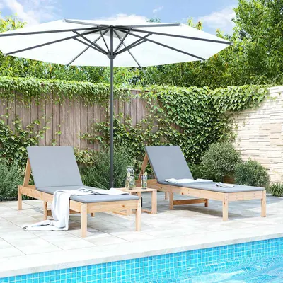 vidaXL Șezlonguri, 2 buc., 199,5x60x74 cm, lemn masiv pin