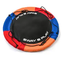 Leagan rotund pentru copii, Meteor, tip cuib de barza suspendat, cadrul din metal, tesatura Oxford 600D, BlueRedOrange, 110cm