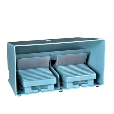 Comutator De Picior Dublu - Ip66 - Cu Capac - Metalic - Albastru - 4 Nc + 4 No