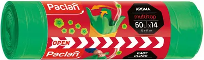 Saci de gunoi parfumați Paclan - Multitop, 60 l, 14 buc., verde