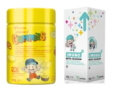 Jeleuri cu vitamina C pentru imunitate copii + Imuno Beta Glucan, 125ml ( Sirop Imunitate Copii )