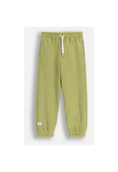Pantaloni copii - trening - verde masliniu - bumbac - cu buzunare