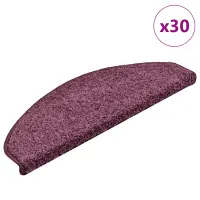 vidaXL Covorașe scări, 30 buc., 65x21x4 cm, violet închis, semirotunde, mari