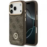 Husa MagSafe pentru Apple iPhone 17 Pro, Guess, 4G Strass Logo, Maro