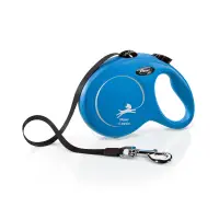 FLEXI Classic, lesă bandă retractabilă câini, nylon, albastru, L(50kg, 5m)