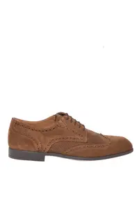 Pantofi din piele intoarsa cu perforatii - Maro