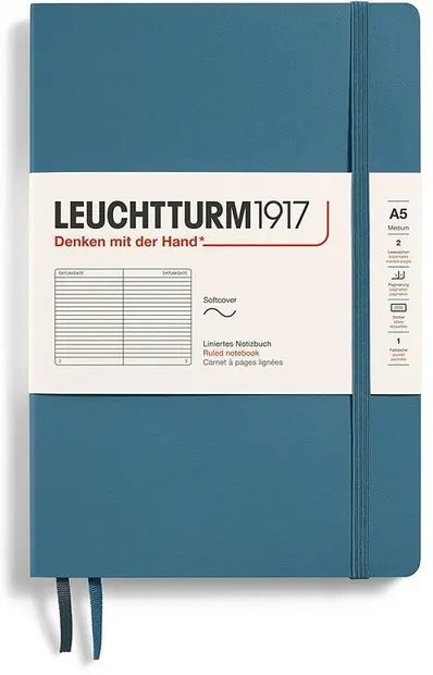 Caiet Leuchtturm1917 Natural Colors - A5, albastru, liniat, copertă moale