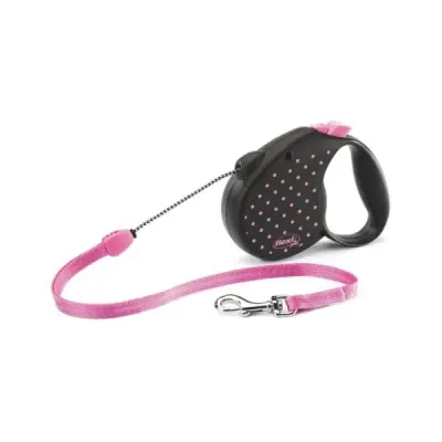 Lesa retractabila cu fir Flexi Roz M 5 m 25 kg