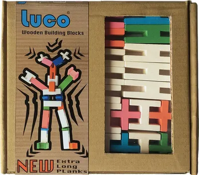 Set de construit din lemn Luco - 42 piese colorate