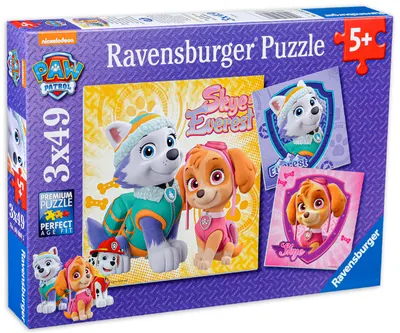 Puzzle Ravensburger din 3 x 49 de piese - Ski si Everest, Patrula catelusilor