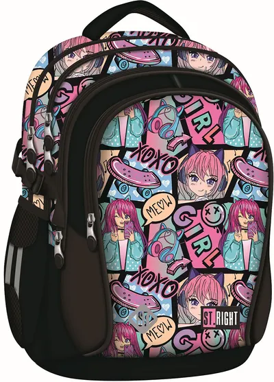 Ghiozdan școlar St. Right Manga Girl - 4 compartimente