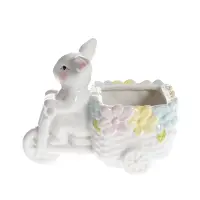 Bol decorativ din ceramica cu iepuras si carucior 16.5 cm