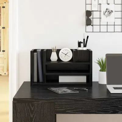 vidaXL Organizator Birou Stejar Negru 44,5 x 24 x 25 cm Lemn prelucrat