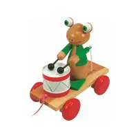 Jucarie de tras din lemn Woody - Broasca cu toba