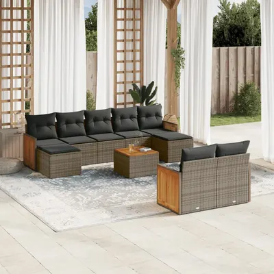 Gossi set mobilier de gradina cu perne, 10 piese, gri, poliratan