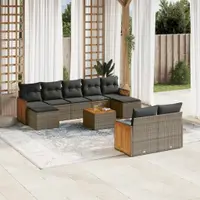 Gossi set mobilier de gradina cu perne, 10 piese, gri, poliratan