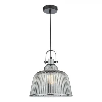 Lampa suspendata Rhode Single Large Pendant Polished Chrome Smoked Glass