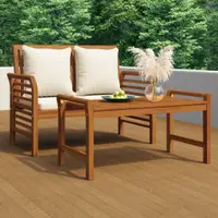 Gossi set mobilier gradina cu perne alb crem, 2 piese, lemn masiv