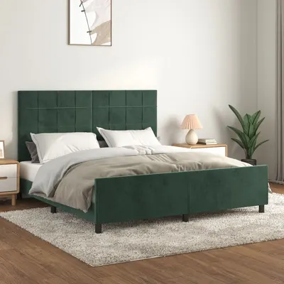 Gossi cadru de pat cu tablie, verde inchis, 180x200 cm, catifea