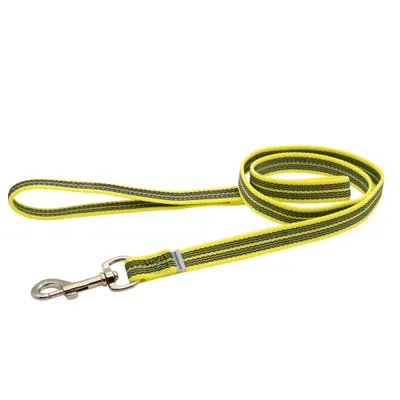 Lesa Herm. Sprenger din nailon pentru dresaj cu insertie cauciucata cu maner - Galben Neon - 120 cm