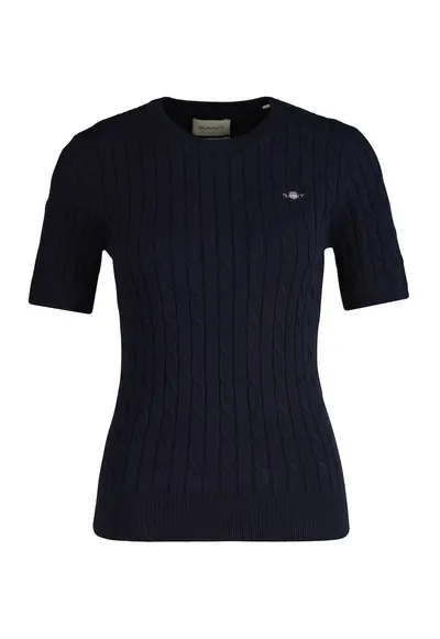 Tricou cu model torsade si detaliu logo - Albastru