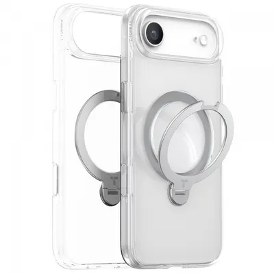 Husa MagSafe pentru Apple iPhone 17 Air, Torras, Ostand Spin, Transparenta