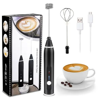 Mixer pentru lapte, 2 capete, 3 trepte de viteza, Negru