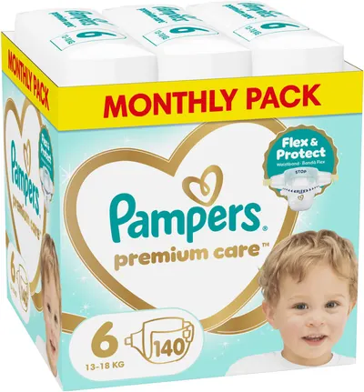 Scutece Pampers Premium Care - Mărimea 6, 13-18 kg, 140 buc