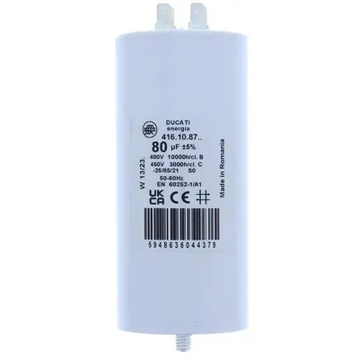 Condensator pornire motor 425V 80uF cu pin, Ducati Energia 416108764 MOTCAP-80UF/425-PN-DCT