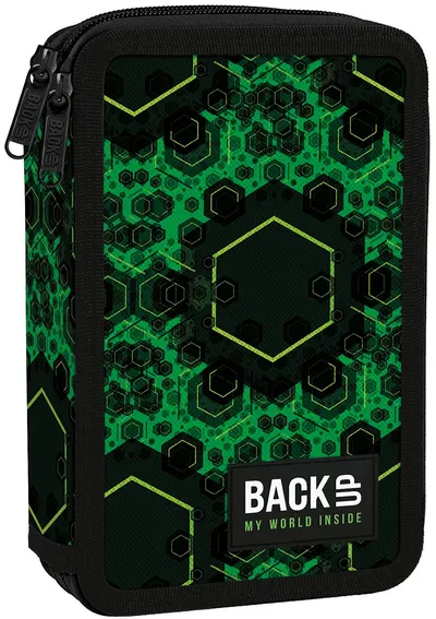 Penar cu rechizite BackUp DW - Green Molecules, cu 2 fermoare