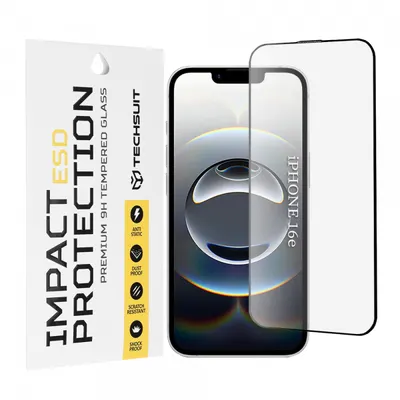 Folie de protectie Ecran Techsuit pentru Apple iPhone 17e / 16e, Sticla Securizata, Full Glue, Neagra