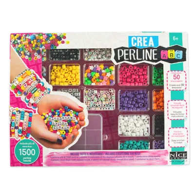 Kit creativ DIY - coliere si bratari cu margele, 1500 piese, Perline ABC